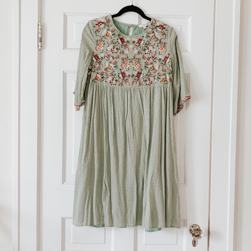 Orange Creek floral embroidered dress M
